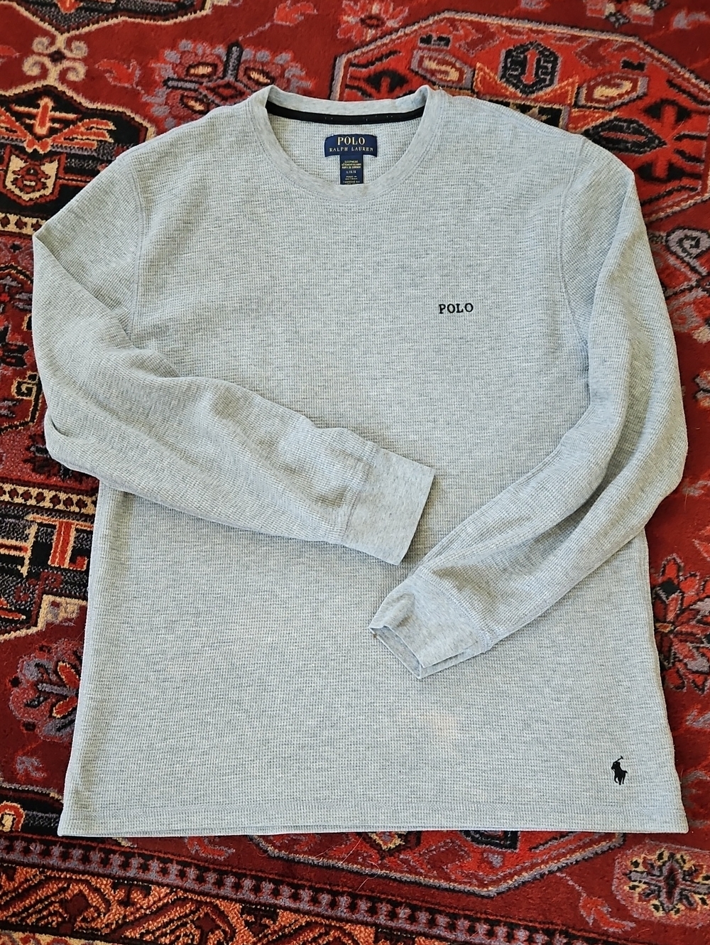 Polo by Ralph Lauren Light Gray Waffle Thermal Long-Sleeve Shirt